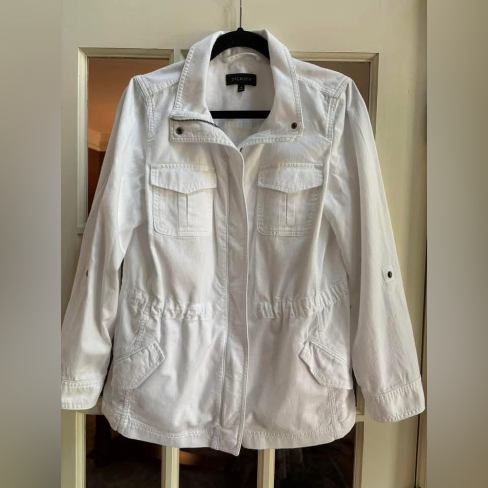 Talbots Medium White Denim Jacket - image 1